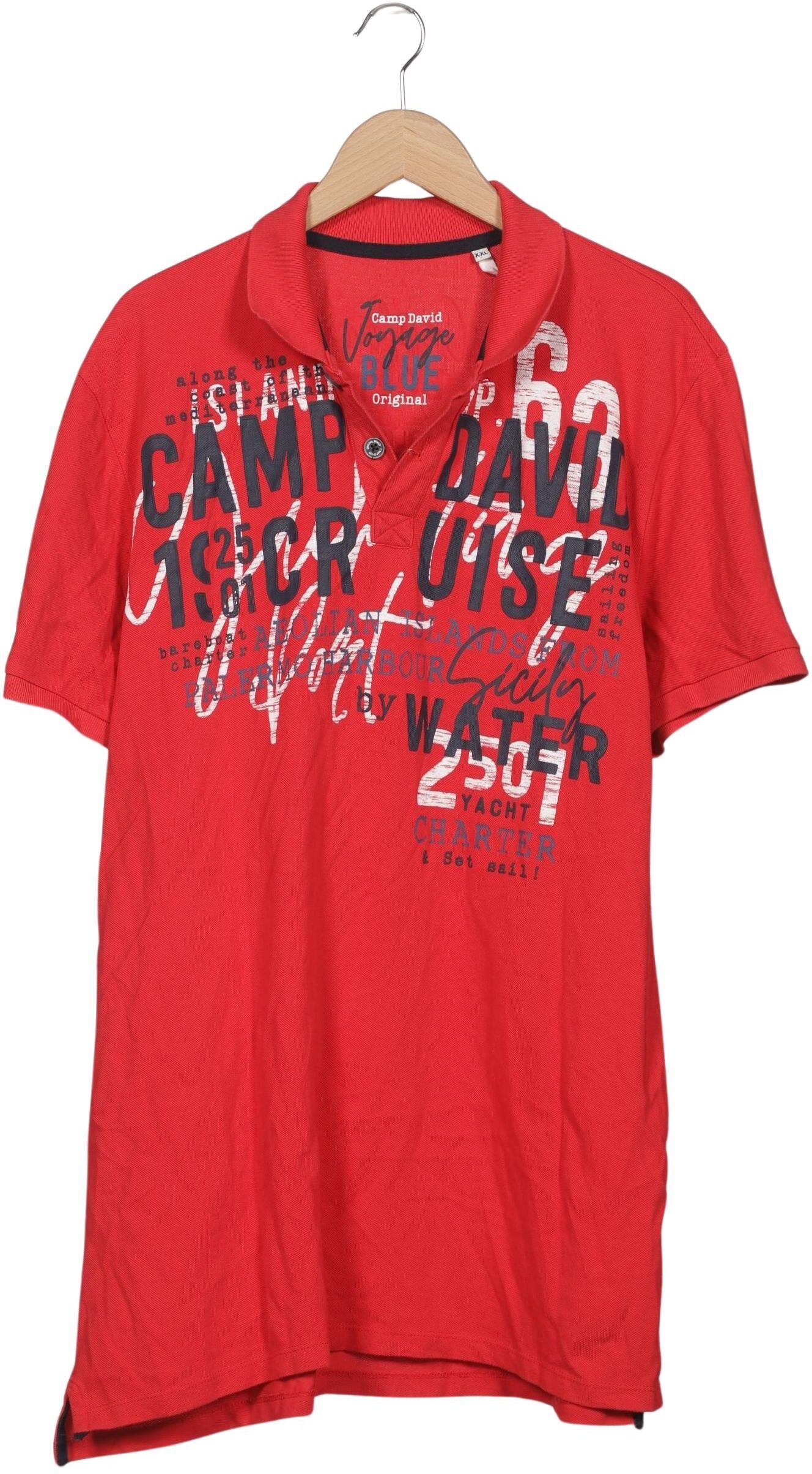 Camp David Herren Poloshirt, Rot, Gr. Xxl, Baumwolle - Second Hand