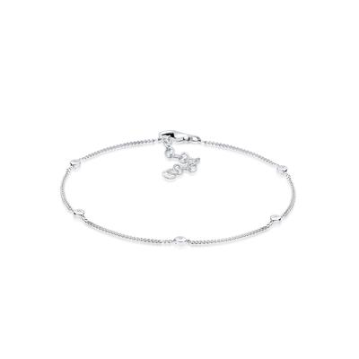 Armkette ELLI DIAMONDS "Armband Diamant Weiß Brillantschliff (0.025 ct) 925 Sterling Silber" Gr. 190, weiß, Armbänder, Damen, 190, Silber 925 (Sterlingsilber), Armkette