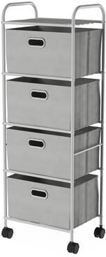 4-Drawer Fabric Dresser - Slim Clothes Storage Organizer with Wheels and Metal Frame by Lavish Home (Gray)
