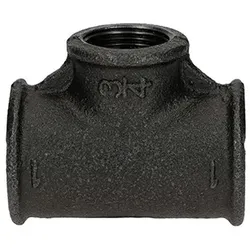 Temperguss Fitting schwarz T-Stück reduziert 1" x 3/4"
