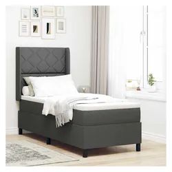 vidaXL, Boxspringbett, Boxspringbett Mit Matratze Stoff Dunkelgrau (90 x 190 cm)