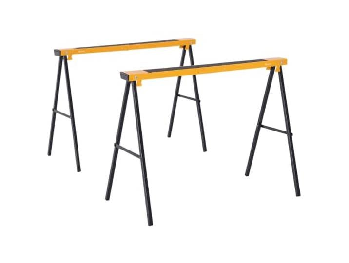 DURHAND Tréteaux Pliables Compactes Lot de 2 100Lx50lx76H cm Noir Jaune Poignée Transport\, Surface Antidérapante\, Métal