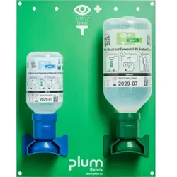 PLUM Wandstation 4770 mit 2 Flaschen Spüllösung 200 ml pH neutrale Spülung, 500 ml sterile NaCl-Spülung