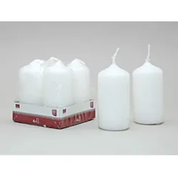 4er Stumpenkerzen Weiß 80x40mm – Elegante Zylinderkerzen für Ambiente und Dekoration