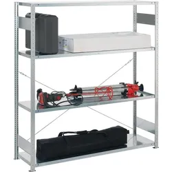 Meta Großfachsteckregal H2000xB1700xT500mm Grundregal 4 Stahl-Bd.verz.silber