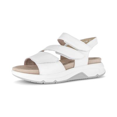 Sandalette GABOR, Damen, Gr. 42, Textil, weiß, Glattleder, Schuhe Sandalette, Keilabsatz, Riemchensandale in Komfortweite G (=weit)