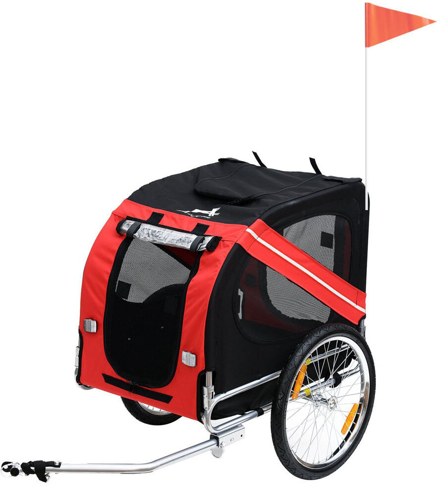 PawHut Steel Pet Carrier with 1 Door Red;Black Medium (20-50lbs)