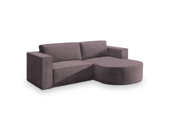 ECKSOFA SORELA M R-S Lila Velours-Stoff mit Schlaffunktion