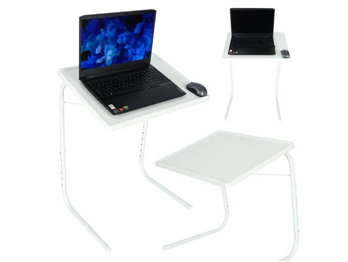 Table pour ordinateur portable multifonctionnelle pliable et réglable 69 cm blanc