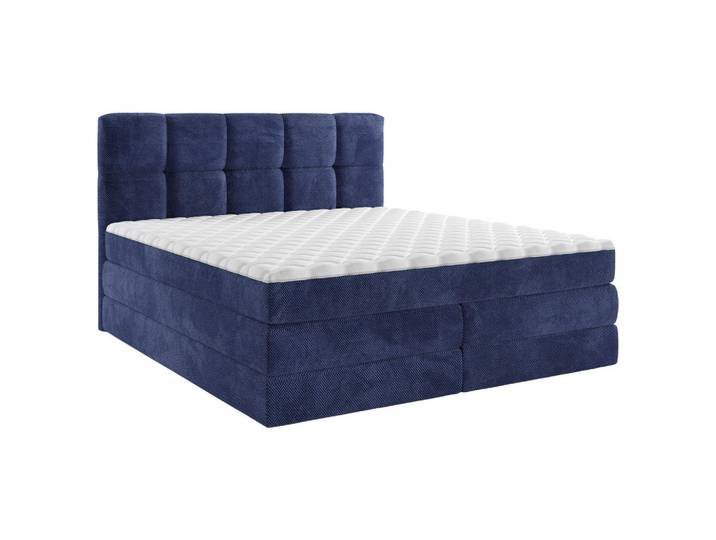 Esposa Boxspringbett, Blau, Kunststoff, H2 + H3, Höhe ca. 19 cm, 140x200 cm, Stoffauswahl, Wendematratze mit unterschiedlichen Härtegraden, in verschiedenen Größen erhältlich, Matratze Härtegraden Härtegradauswahl, Schlafzimmer, Betten, Boxspringbetten