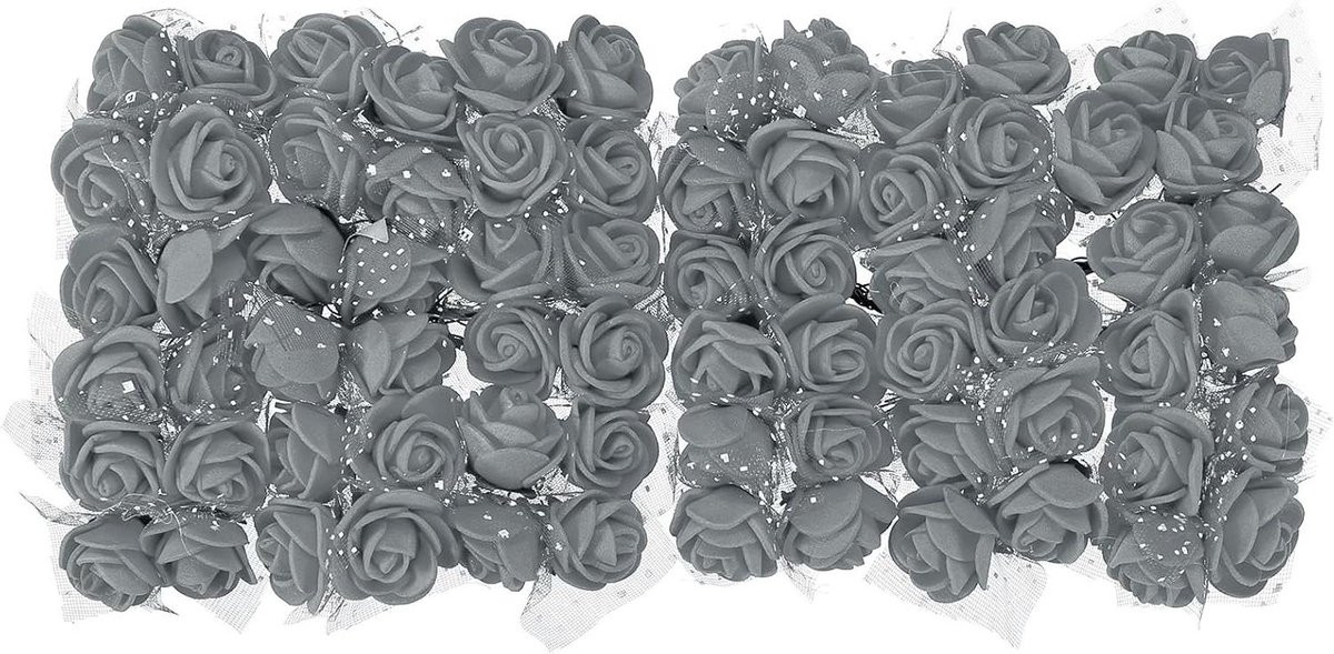 432 stuks Kunstbloemen Rozenkoppen - Mini Bloemen voor Knutselen - Grijs
