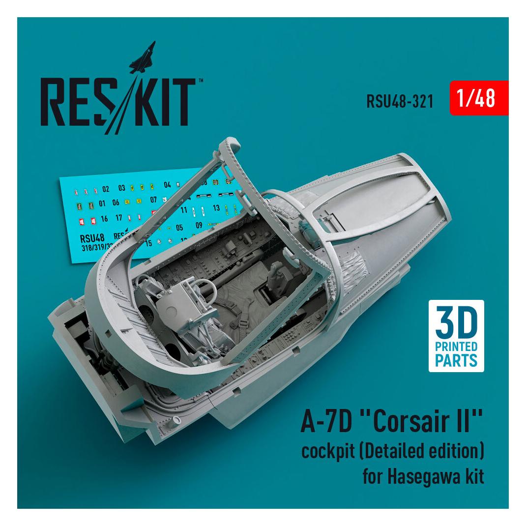 ResKit A-7D Corsair II cockpit (Detailed edition) for Hasegawa kit (3D Printed) (RSU48-0321)