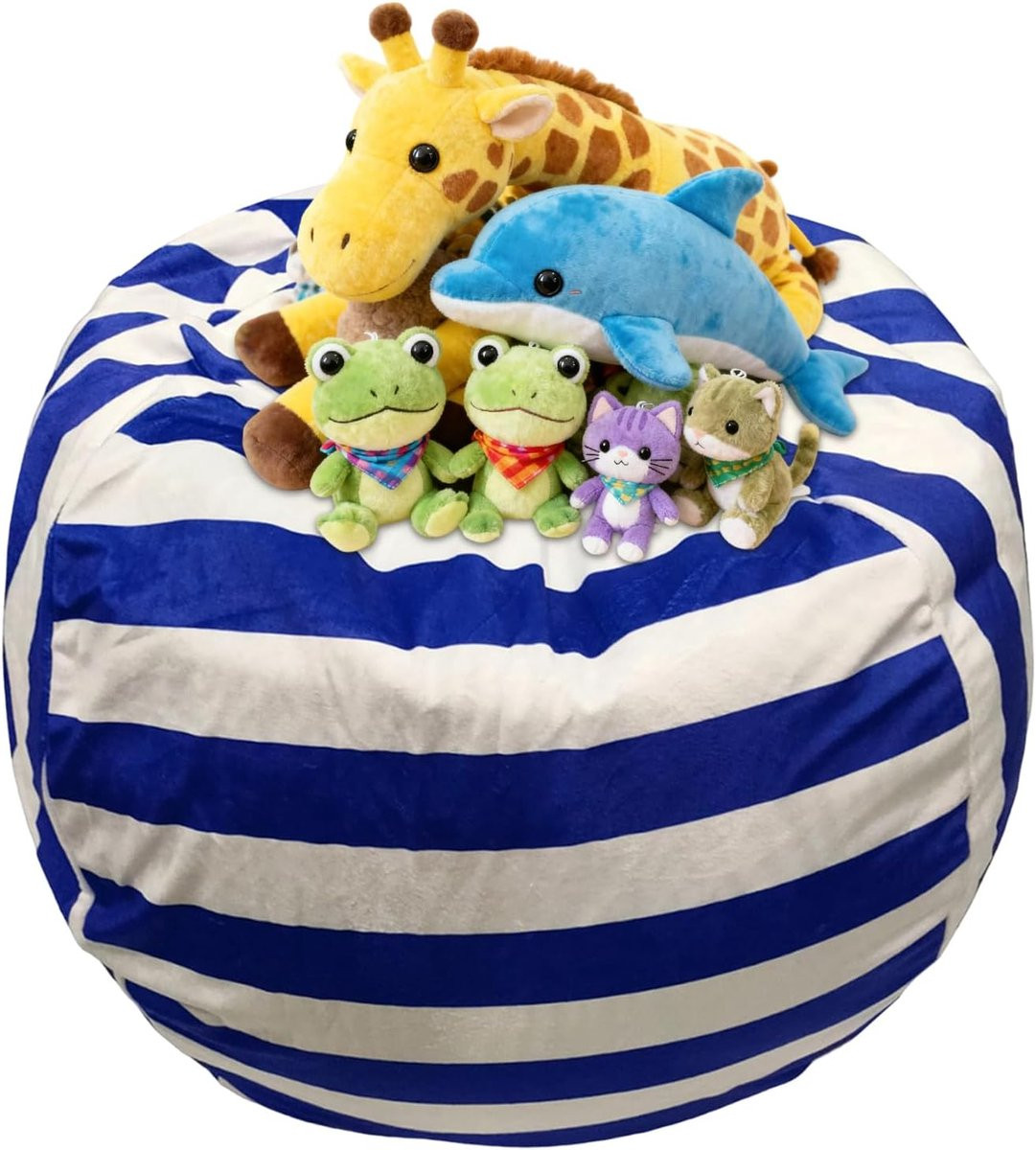 Blauwe Knuffel Opbergstoel en Zitzak met Veilige Rits - 96 cm