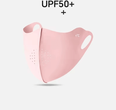 Inspire Curations IceSilk Breeze Cooling Face Mask Lightweight UV Protection Cycling Face Cover pink