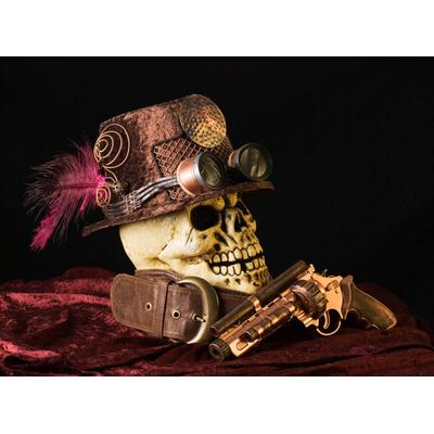 Fototapete PAPERMOON "Steampunk totenkopf", bunt, B:3,5m L:2,6m, Vlies, Tapeten
