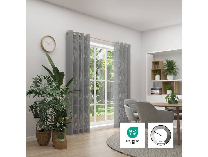 Vorhang NEUTEX FOR YOU RAYA , grau (dunkelgrau), B:142cm H:245cm, Polyester, Gardinen, Vorhang, Grafische Linienstruktur