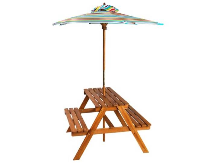 -Picknicktisch mit Sonnenschirm 79x90x60 cm Akazienholz Massives Akazienholz, eingebaute Bänke, abnehmbarer Sonnenschirm, einfacher Zusammenbau, 79x90x60 cm