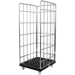 Stier, Transportwagen, Rollbehälter 3-seitig, galvanisch verzinkt, Kunststoff-Rollplatte, LxBxH 815x724x1630 mm (500 kg, 1)