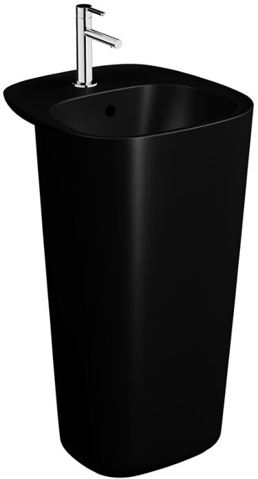 Vitra Plural Monoblock-Waschtisch 7814B483-0001 48,5 x 52,5 x 85 cm, schwarz matt, boden-/freistehend, mit Überlauf, 1 Hahnloch