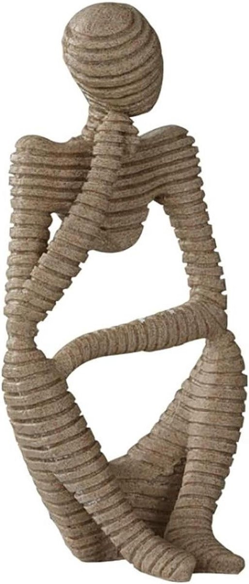 Denker Beeld Abstracte Sculptuur Zandsteenkleur Hoogte: 22 cm