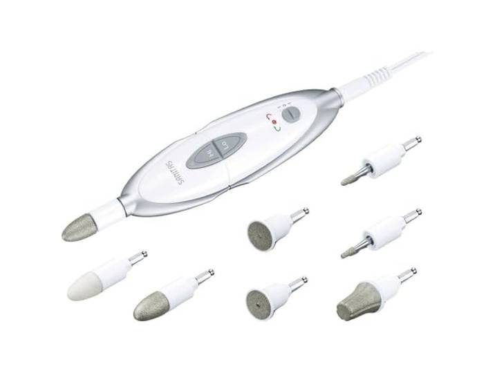 Sanitas SMA 35 elektrisches Maniküre-/ Pediküre-Set, mit 7 Nagelpflege-Aufsätzen, weiß/silber