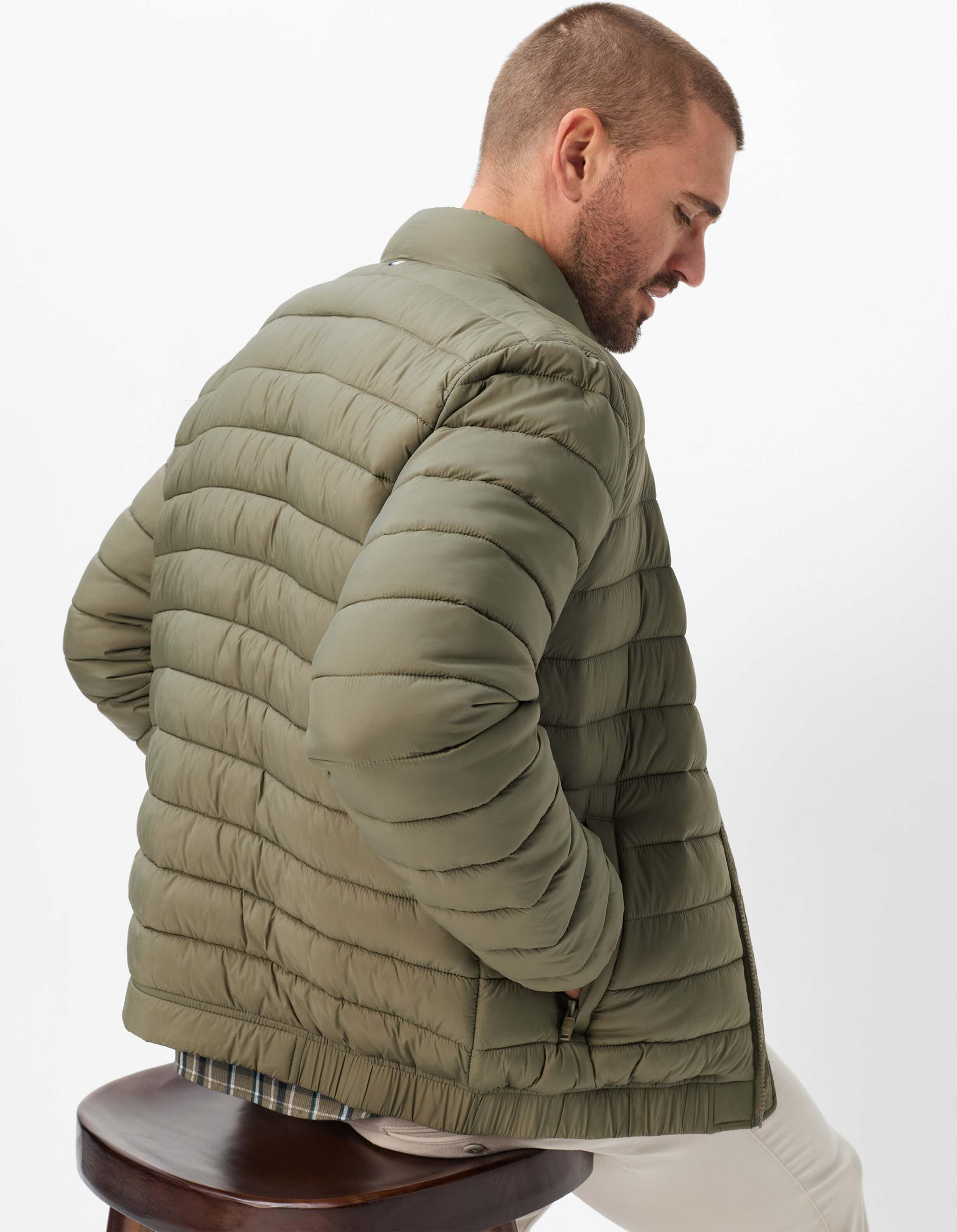 Steppjacke BRAX "Style BRAD", Herren, Gr. 3XL, braun (khaki), Web, 100% Polyamid, Jacken Steppjacke, 365 Allseason: Steppjacke in Techno-Qualität