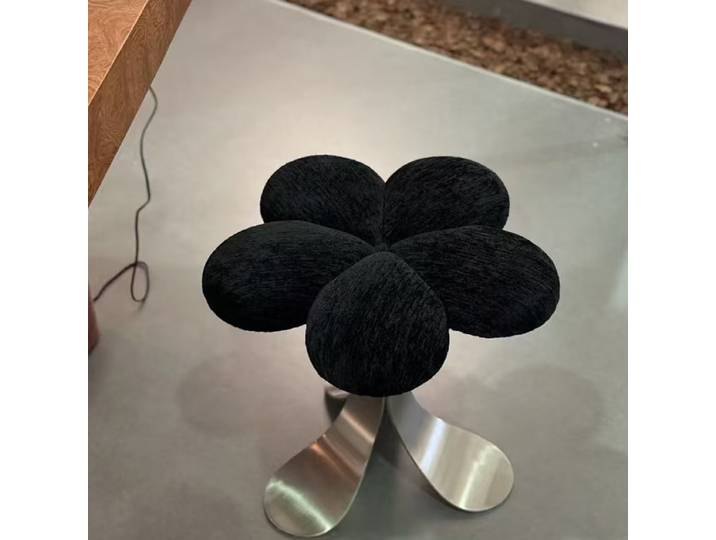 Tabouret de maquillage de luxe en velours avec pieds en acier inoxydable, siège de vanité rond moderne, coiffeuse de chambre à coucher, tabouret cosmétique élégant