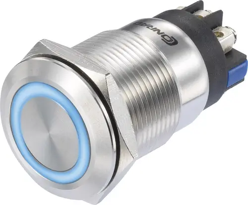 TRU COMPONENTS TC-8904692 LAS1-GQ-11E/L/B/12V/S Druckschalter 250 V/AC 3A 1 x Ein/(Ein) tastend Blau IP65 1St.