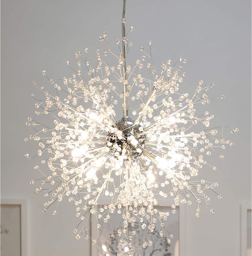Blue Elephant Alliee 8-Light Unique Crystal Chandelier with 8 Bulbs Included Chrome 60cm H X 60cm W X 60cm D