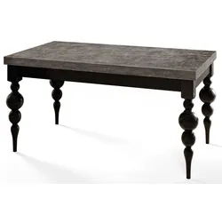 RECHTECKIGER Esszimmertisch LENA, ausziehbarer Tisch, Größe: 120-160X80X78,5 cm, Wohnzimmertisch Farbe: Dunkelgrau, mit Tischbeinen in Farbe Schwarz