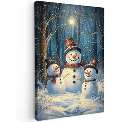LEINWANDBILD Schneemann - Schnee - Winter - Wald Wanddeko 40x60 cm