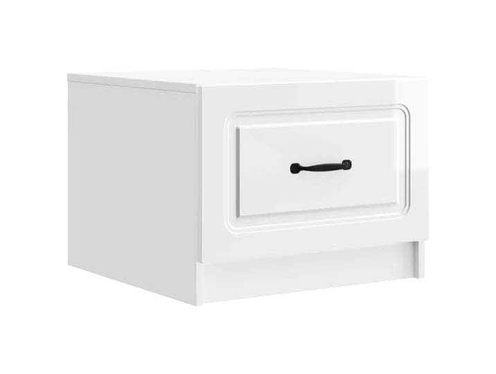 GHVBNMF Couchtisch Hochglanz Weiß 49x50x37 cm mit Schublade Holzwerkstoff Kompakter Beistelltisch fürs Wohnzimmer mit praktischer Schublade und robuster Holzwerkstoff Oberfläche im Vintage Stil.