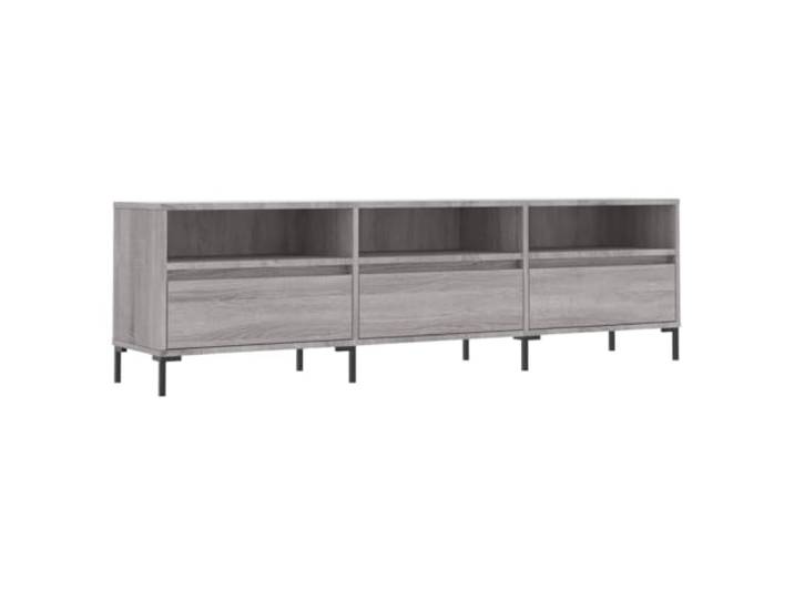Roanoer TV-Schrank Grau Sonoma 150x30x44,5 cm Lowboard Holzwerkstoff 6 Fächer schaffen Ordnung für Medien im Wohnzimmer oder Schlafzimmer. Robuste Eisenbeine gewährleisten Stabilität.