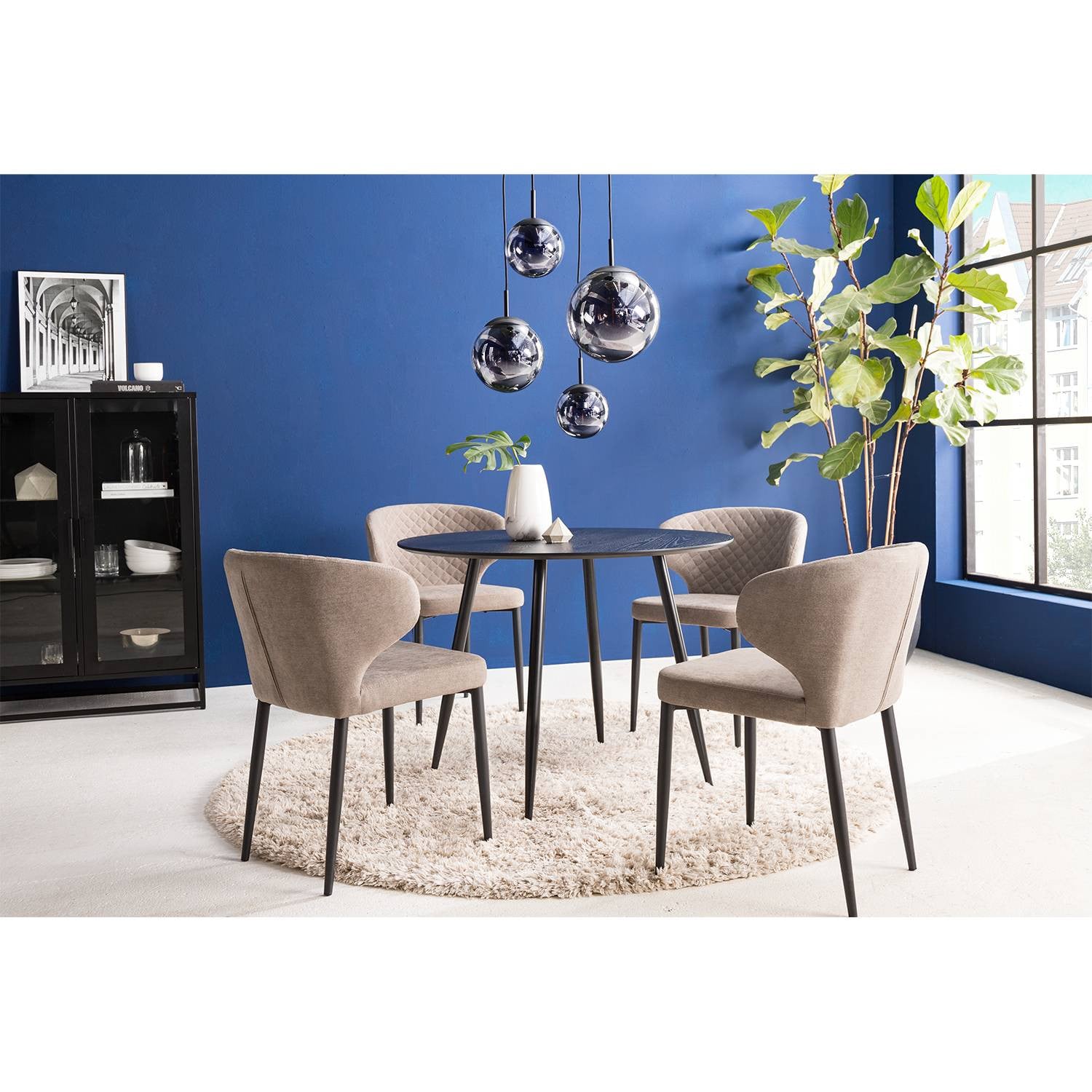 home24 Eettafel Towe Rond Ø 100 cm zwart/eikenhout