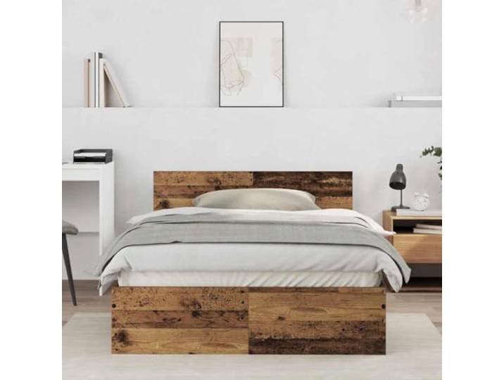 RJPLMFV Bettgestell, Holz, 193 x 125 cm Mit Wand-Kopfteil, minimalistisches Design, inkl. Lattenrost, für modernes Schlafzimmer