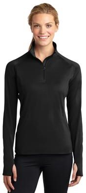 Sport-Tek LST850 Athletic Women's Sport-Wick Stretch 1/4-Zip Pullover Top in Black size XXL   Polyester/Spandex Blend