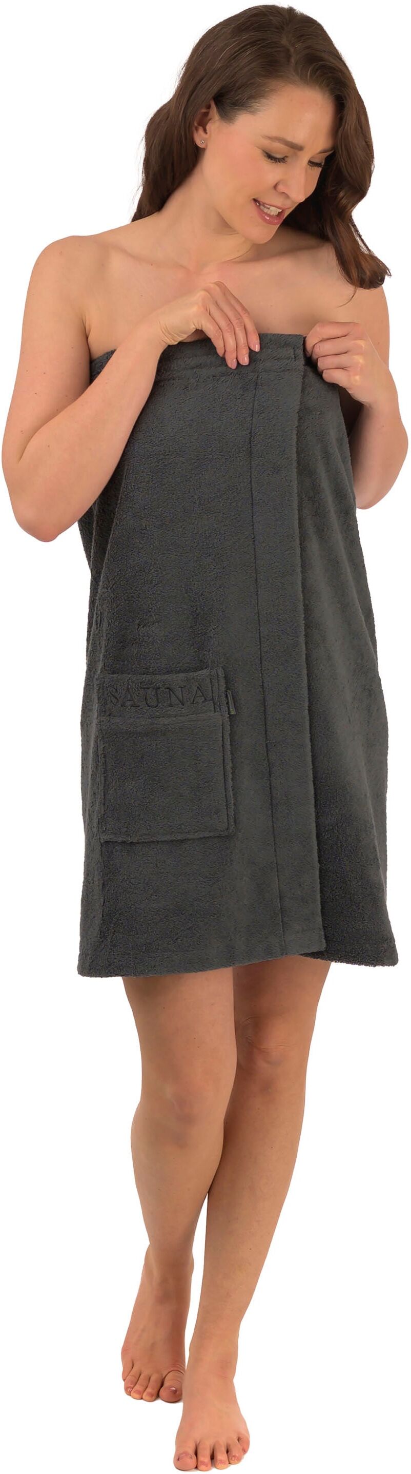 Kilt WEWO FASHION "9537T", grau (anthrazit), L:75cm, Frottier, Hausmäntel, Kilt, schlingenfest