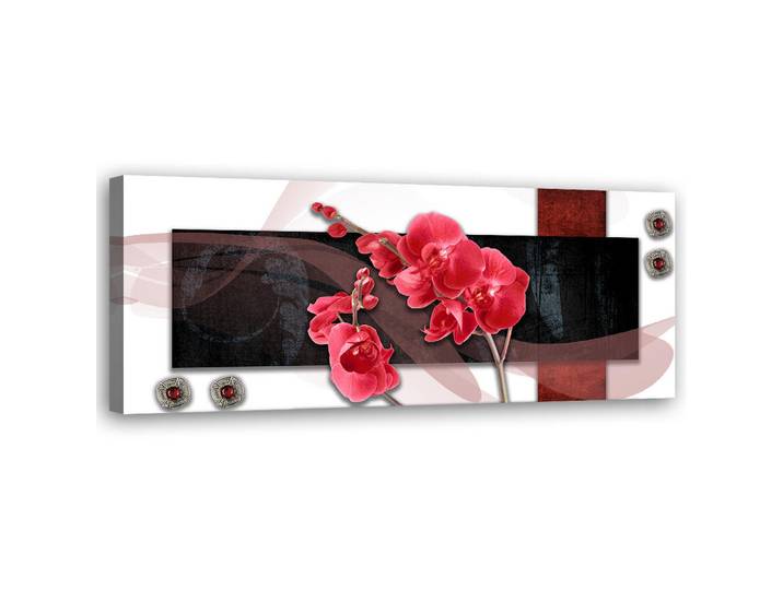 Feeby Wandbild rote orchidee abstraktion, Pink, Abstrakt, Rechteckig, 90x30 cm, Bilder & Rahmen, Bilder, Leinwandbilder