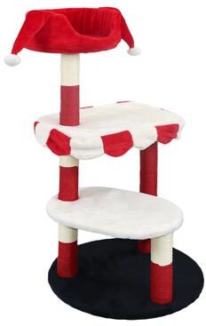 Kodotan sofa Cat Tree with Cozy Perch, Scratching Posts, Red & White Design Multi-Level Cat Furniture for Cats to Climb