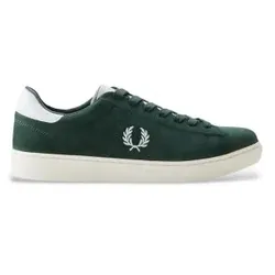 Fred Perry für Herren. B3408-30A Grüne Spencer-Sneaker aus Leder (40), Wohnung, Wildleder, Schnürsenkel, Lässig