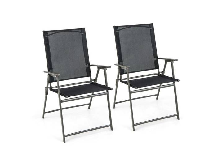Confort extérieur lot de 2 chaises pliantes de jardin avec accoudoirs dossier haut structure métallique