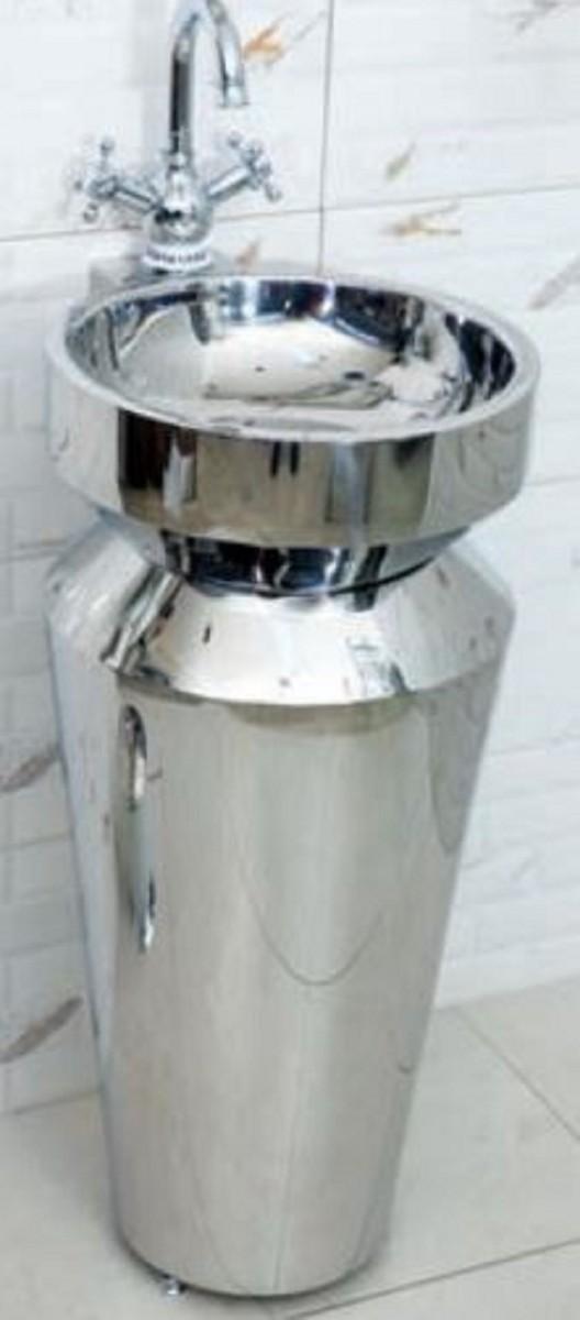 Casa Padrino Luxus Edelstahl Waschtisch Silber 40 x H. 86 cm - Silberne Badezimmer Möbel - Hotel & Restaurant Kollektion - Luxus Qualität