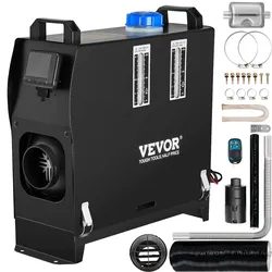 VEVOR 12V 5-8KW Standheizung Diesel Auto Kraftstoff, Diesel Standheizung Luftheizung Air Diesel, Luft Dieselheizung für Auto RV LKW Wohnmobil Bus mit Fernbedienung schwarz LCD schalter & 1 Luftauslass