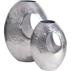 WOHNLING WL7.189 Deko Vase 2er Set Aluminium Silber mit Tragegriff
