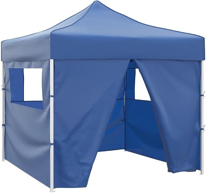 Faltzelt 3x3 m Blau 4 Seitenwände, faltbar stabil wasserdicht wasserfest mit UV Schutz, pavillon partyzelt pergola gartenzelt überdachung für Outdoor Camping Event Grillen