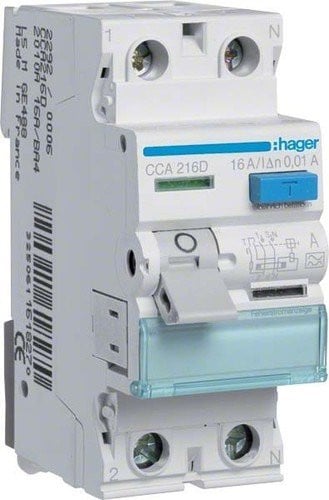 Hager CCA216D FI-stroomonderbreker A 2-polig 16A 0.01A 230V