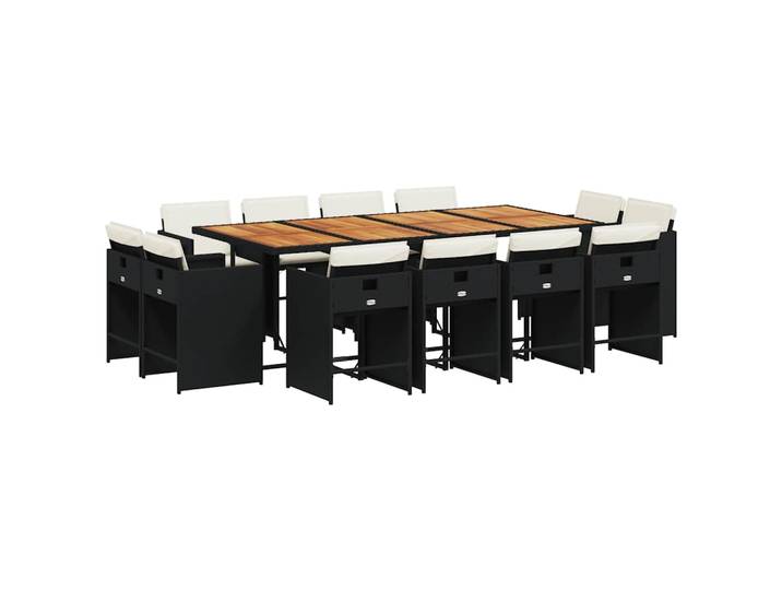 Vidaxl Ensemble À Manger De Jardin 13 Pcs Coussins Noir Résine Tressée