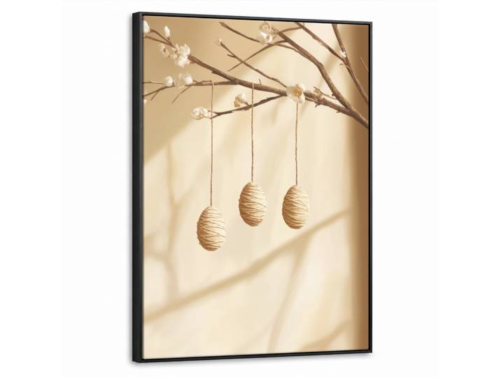 LEINWAND Bilder mit Rahmen - Beige - Osterkuchen - Eier - 70x100