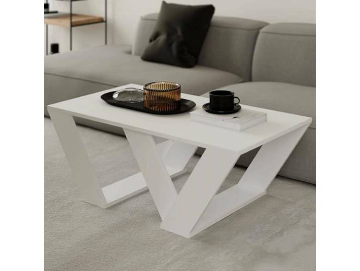 Dmora Couchtisch Jed 110x60x40 cm Weiß Rechteckig