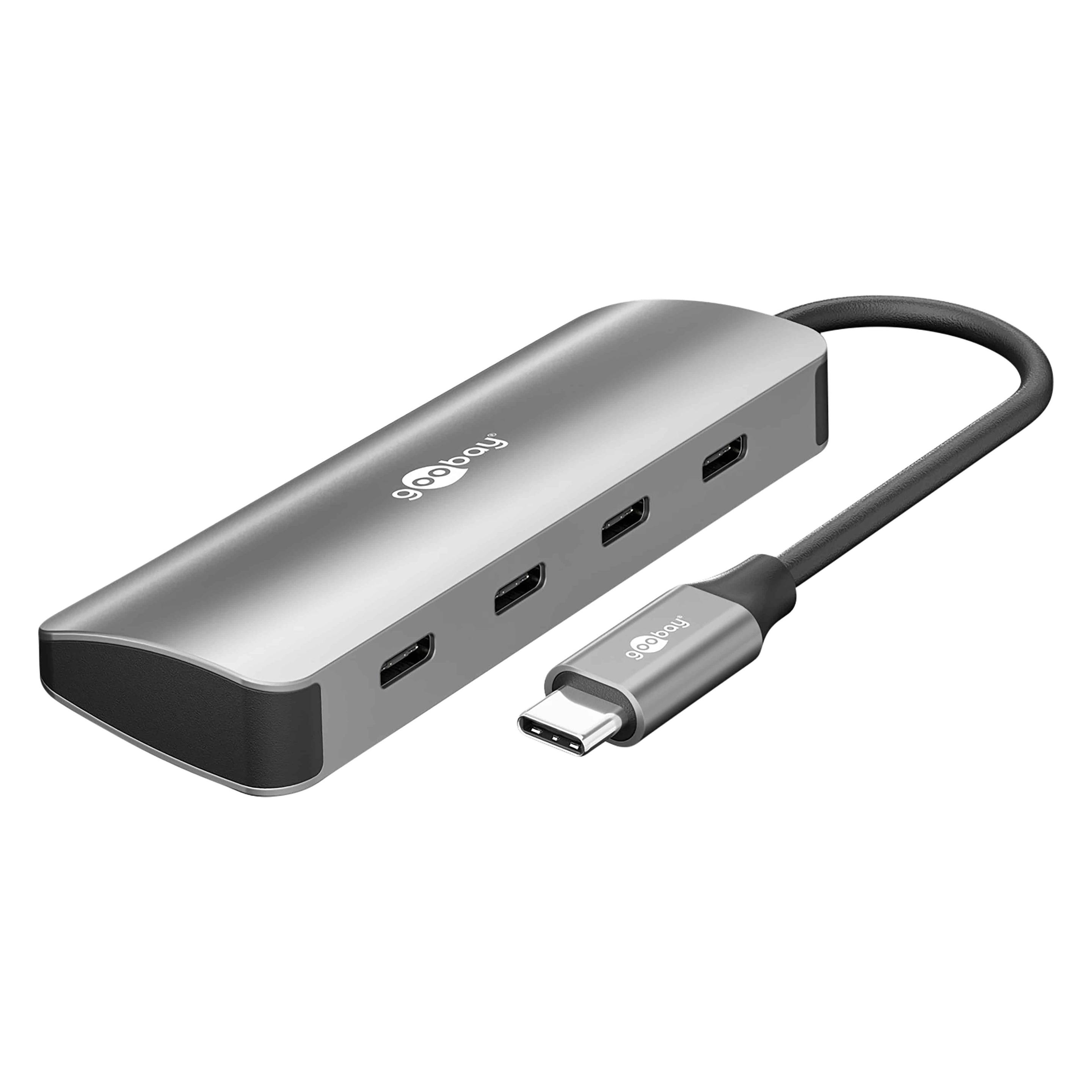 Goobay Slim 4-Port USB-C Hub Schwarz-Grau (USB-C, 4 Ports) (76565)